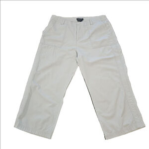 Women's Line7 Light Grey/Off White Cropped Pants, Bamboo & Cotton, Size Medium